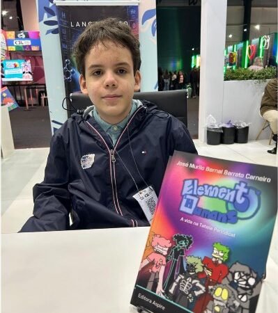 Aos 12 anos, aluno do Colégio Maxi transforma paixão pela ciência em livro e chega à Bienal de São Paulo