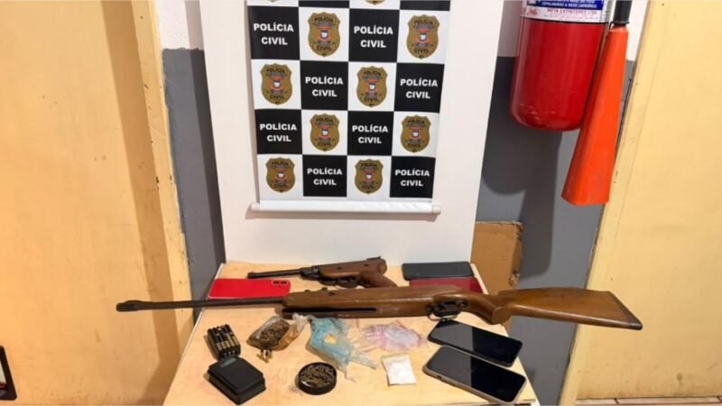 Polícia Civil prende suspeito por tráfico de drogas e apreende armas em Canarana