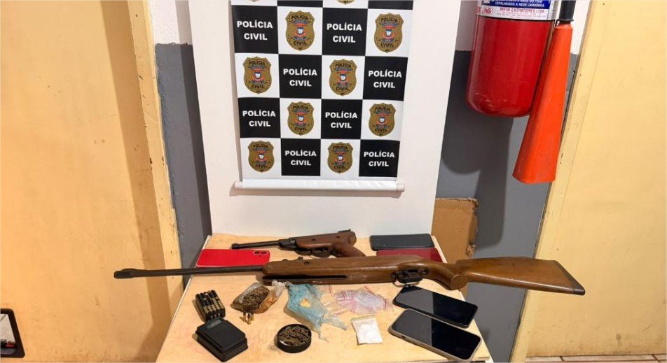 Polícia Civil prende suspeito por tráfico de drogas e apreende armas em Canarana
