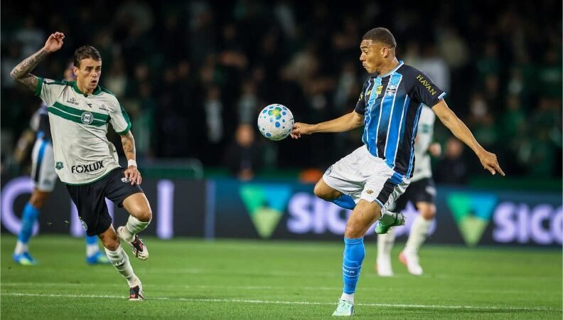 Com gol no fim, Grêmio bate Coritiba e vence a primeira como visitante